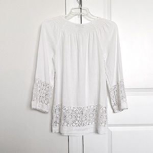 Charter Club Weekend Linen Crocheted Tunic